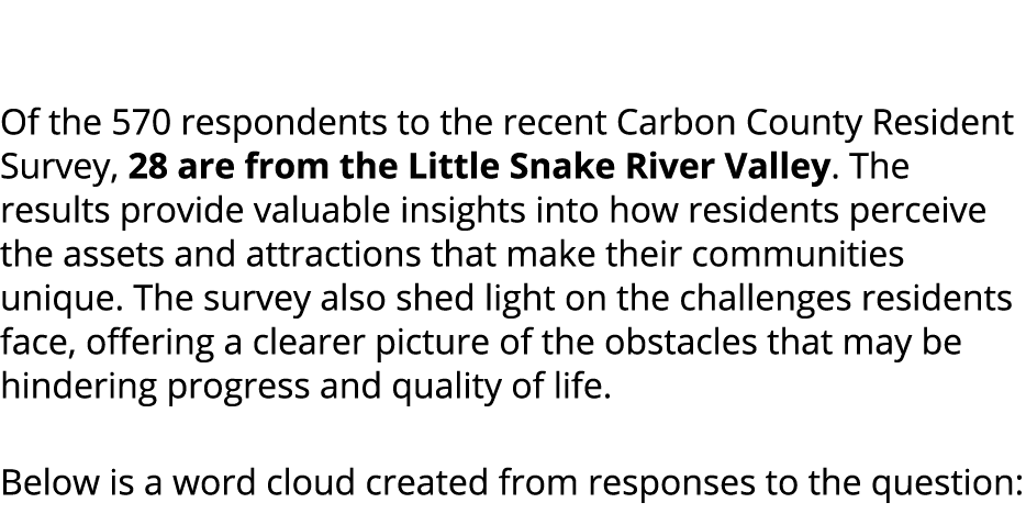  Of the 570 respondents to the recent Carbon County Resident Survey, 28 are from the Little Snake River Valley. The r...