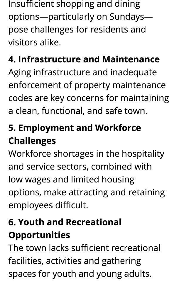 Insufficient shopping and dining options—particularly on Sundays—pose challenges for residents and visitors alike. 4....